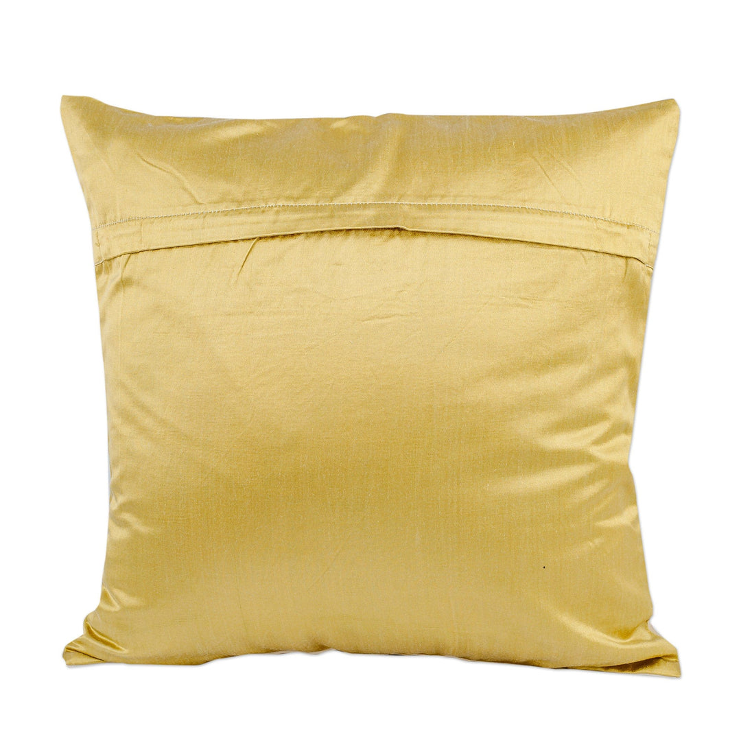 Pomegranate-Themed Blue and Red Silk Blend Cushion Cover - Majestic Omen