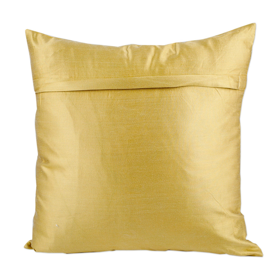 Suzani Embroidered Leafy and Floral Silk Blend Cushion Cover - Nature's Grandeur