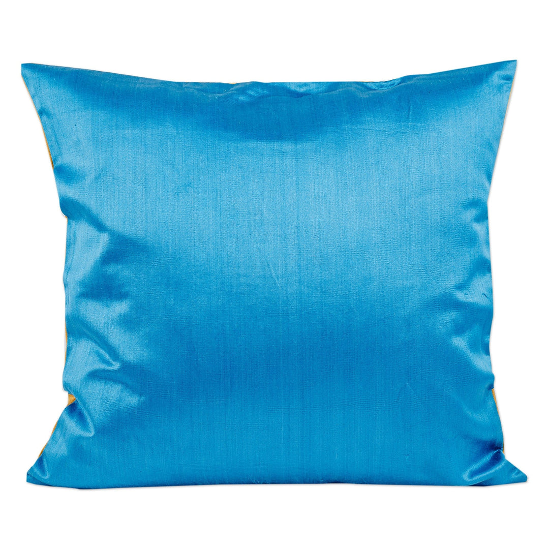 Star and Leafy-Themed Blue and Yellow Cushion Cover - Heaven's Shine