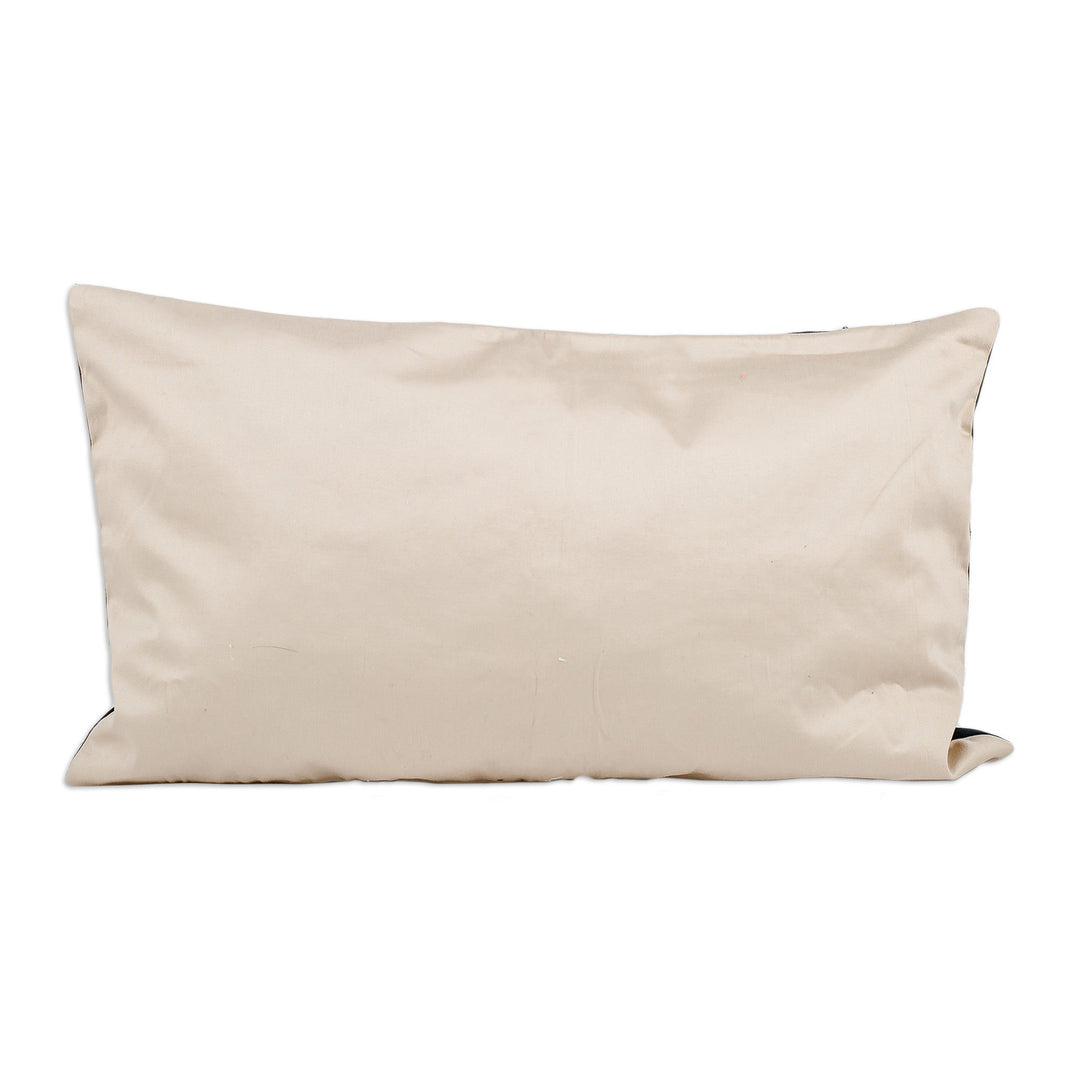 Embroidered Floral Silk and Cotton Blend Cushion Cover - Glimpses of Majesty
