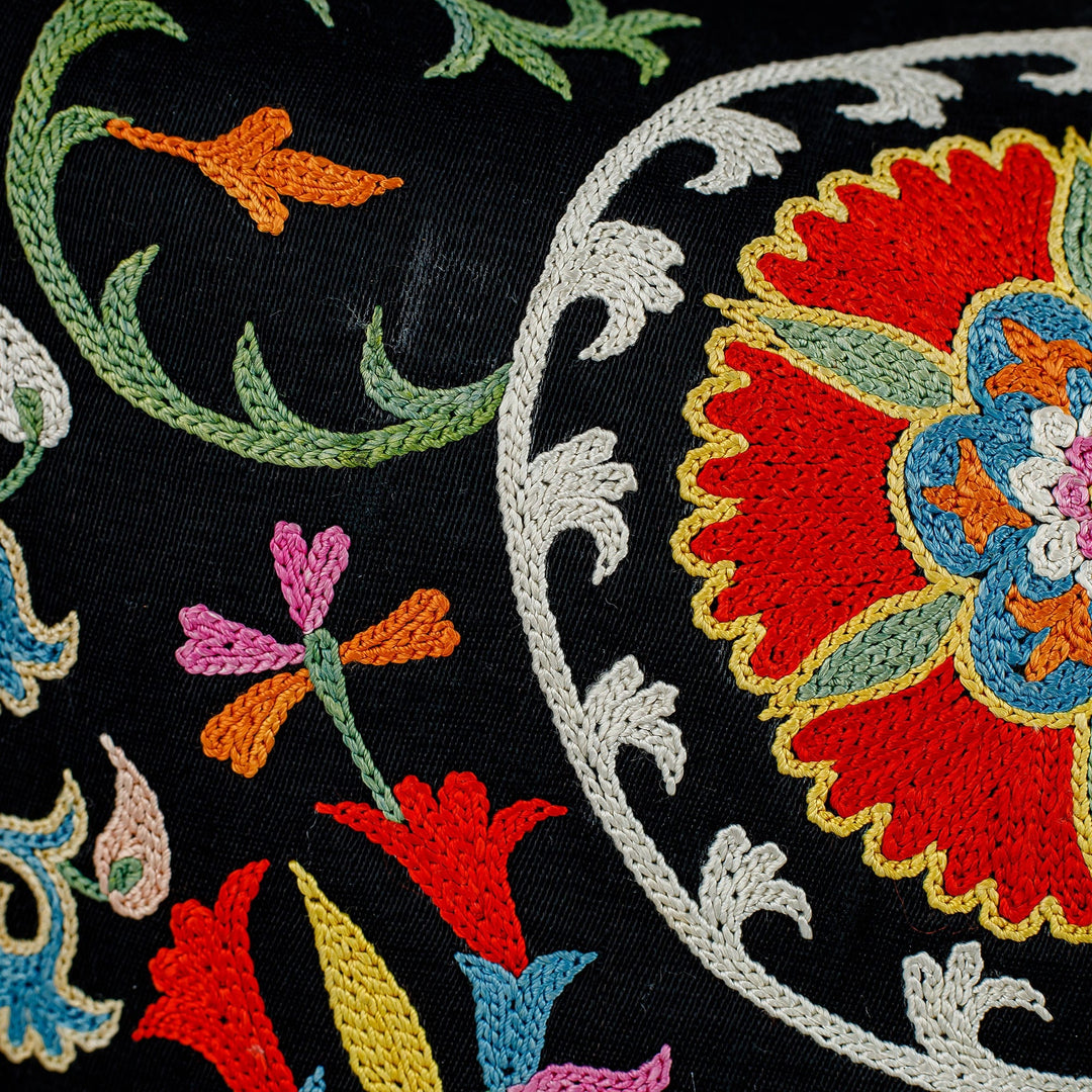 Classic Embroidered Silk and Cotton Blend Cushion Cover - Glimpses of Nobility