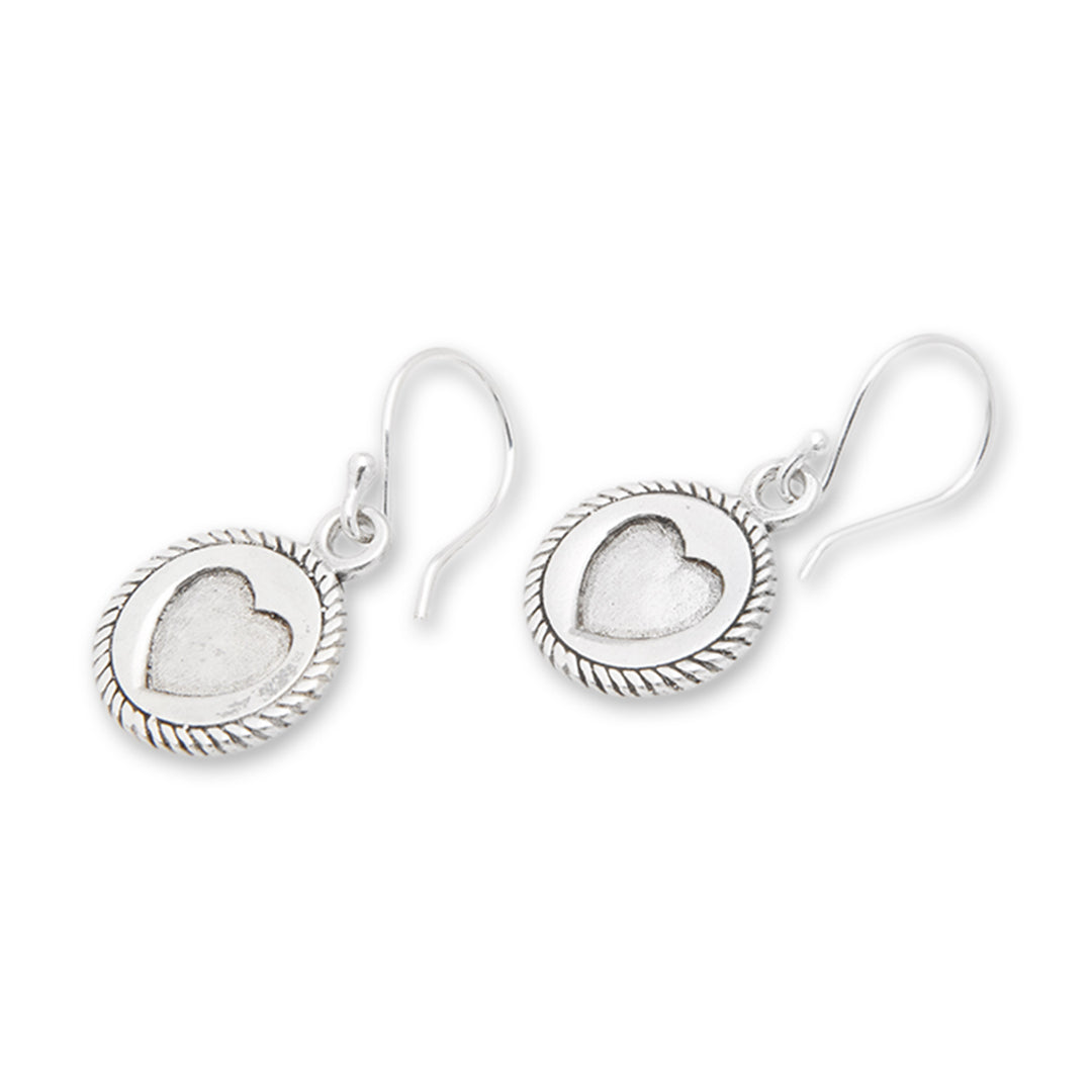 Sterling Silver Dangle Earrings with Heart Motif from Bali - Dainty Heart