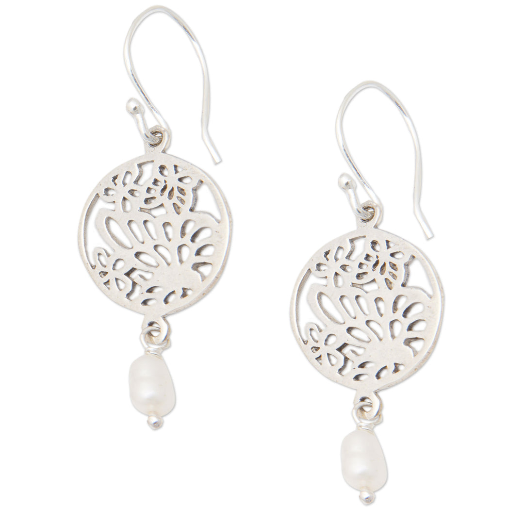 Polished Sterling Silver Dangle Earrings with Grey Pearls - Heavenly Butterfly