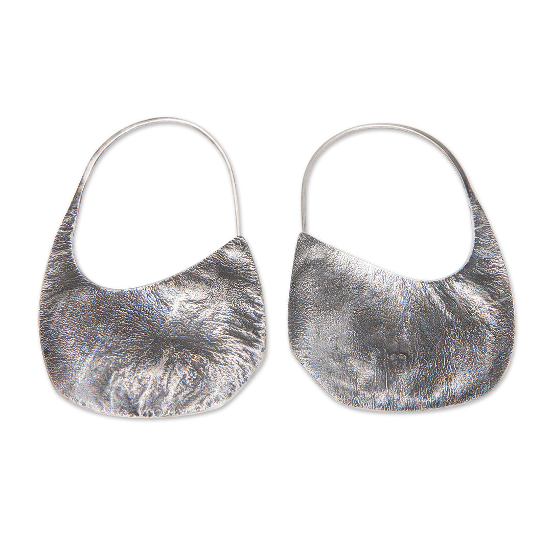 Textured Finished Minimalist Sterling Silver Hoop Earrings - Style Lock