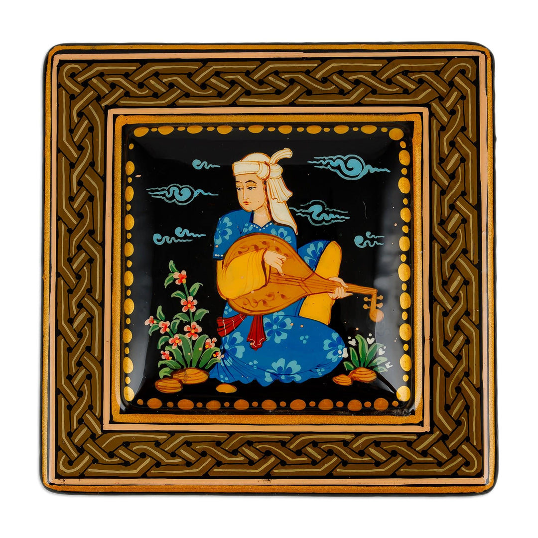 Classic Painted Yellow and Black Papier Mache Jewelry Box - Melody of the Noblewoman