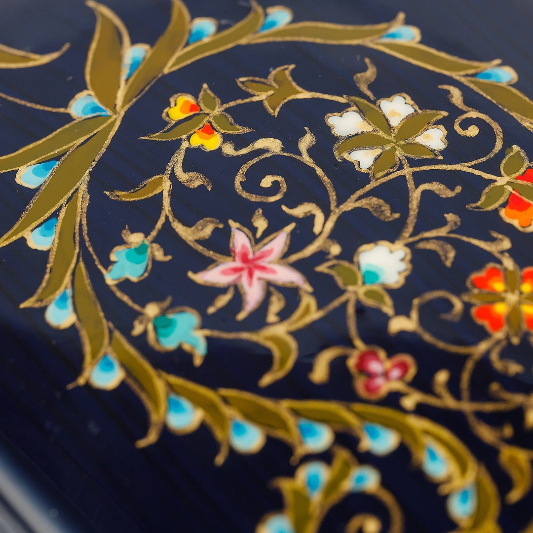 Paisley-Themed Painted Floral Papier Mache Jewelry Box - Paisley Eden