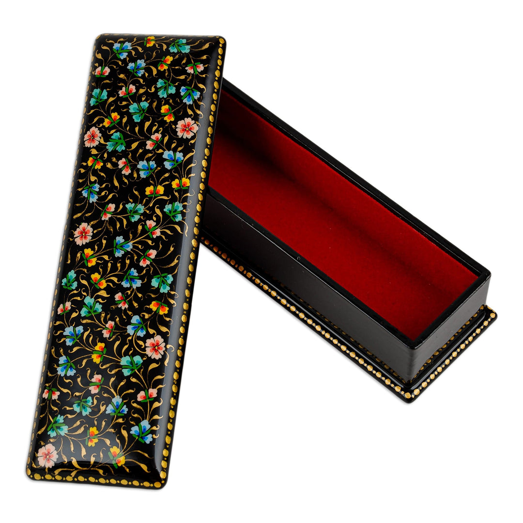Hand-Painted Floral Papier Mache Jewelry Box from Uzbekistan - Floral Customs