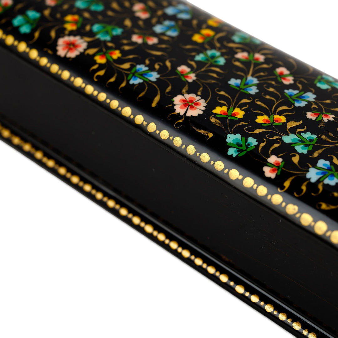 Hand-Painted Floral Papier Mache Jewelry Box from Uzbekistan - Floral Customs