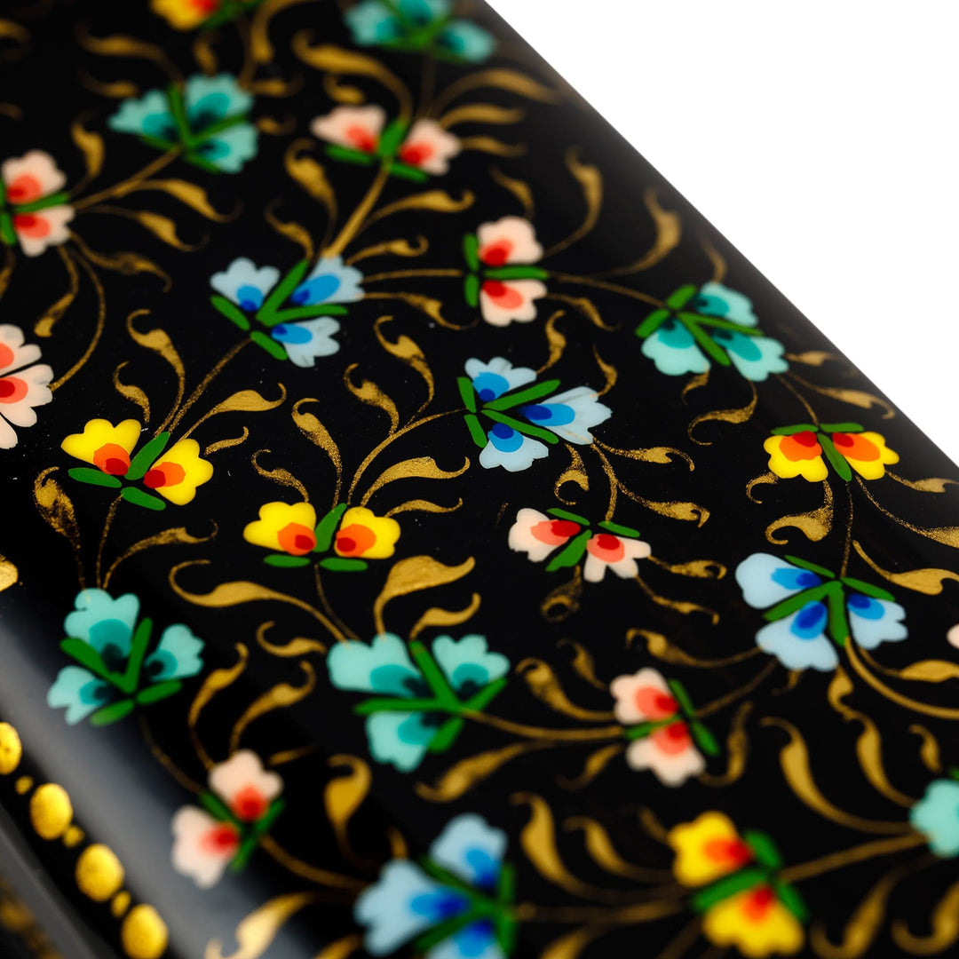 Hand-Painted Floral Papier Mache Jewelry Box from Uzbekistan - Floral Customs