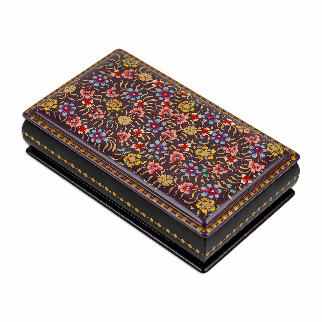 Hand-Painted Multicolor Floral Papier Mache Jewelry Box - Luxury Eden