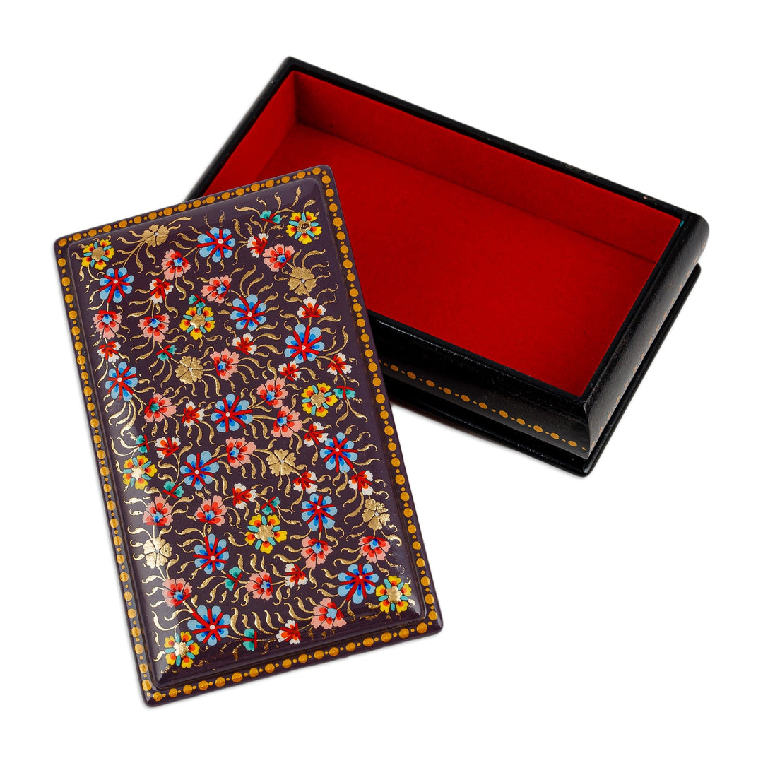 Hand-Painted Multicolor Floral Papier Mache Jewelry Box - Luxury Eden