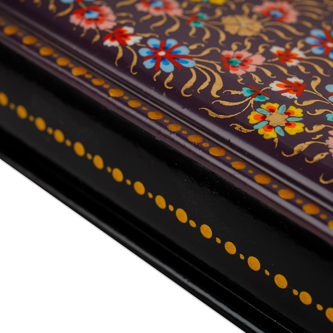 Hand-Painted Multicolor Floral Papier Mache Jewelry Box - Luxury Eden