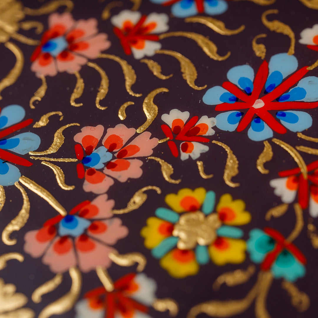 Hand-Painted Multicolor Floral Papier Mache Jewelry Box - Luxury Eden