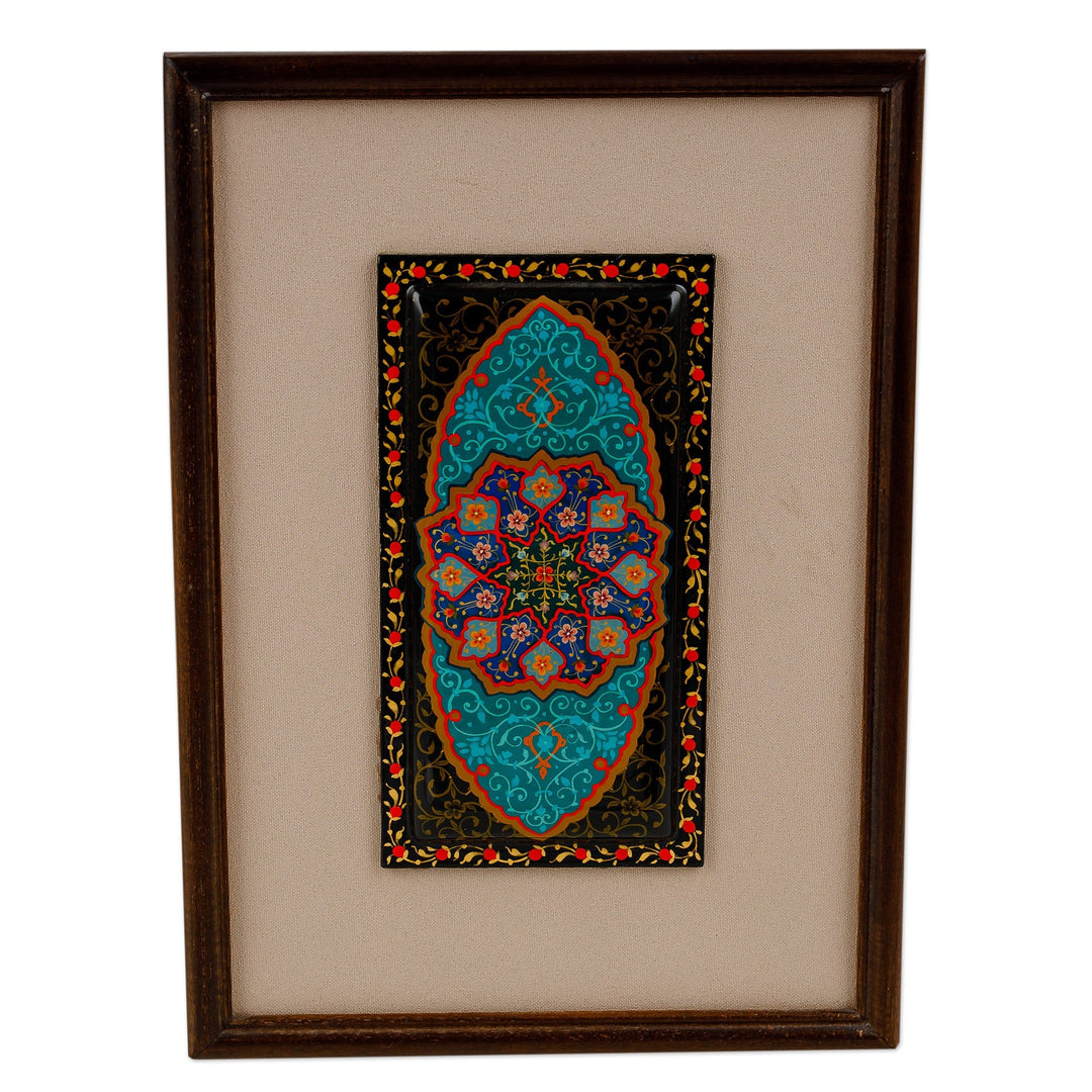 Walnut Wood Framed Floral Papier Mache Wall Decor - Glimpse at the Palace