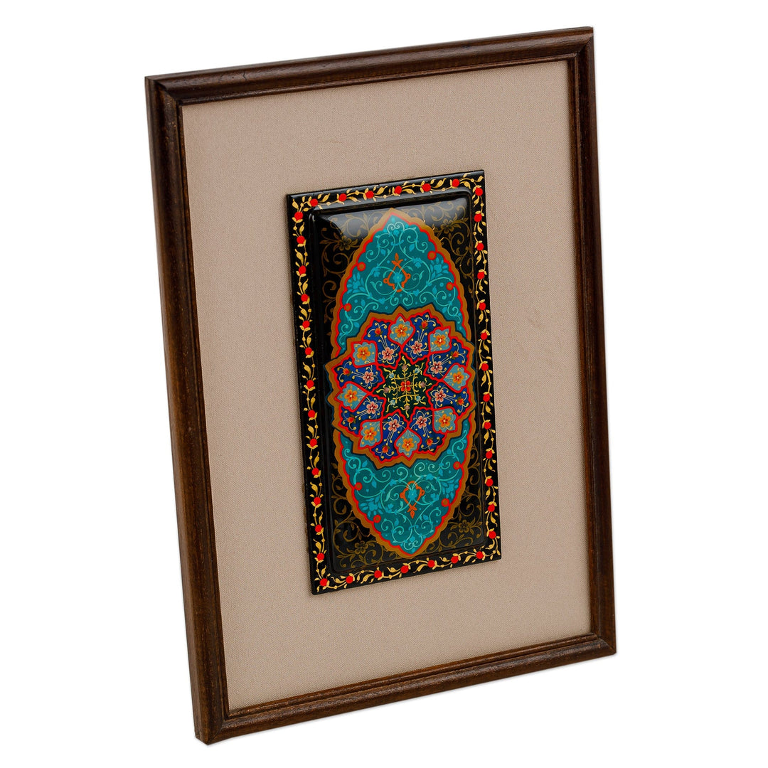 Walnut Wood Framed Floral Papier Mache Wall Decor - Glimpse at the Palace