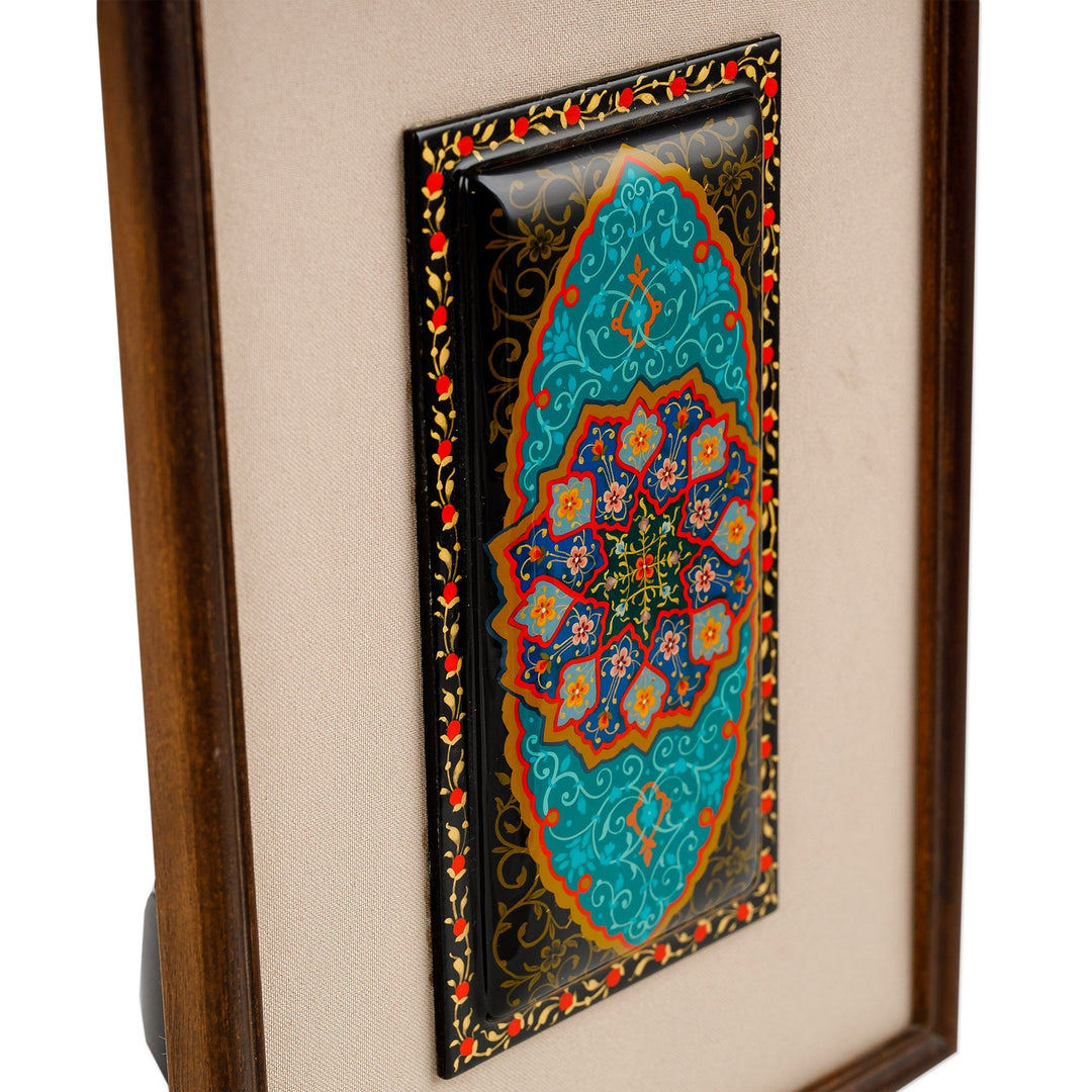 Walnut Wood Framed Floral Papier Mache Wall Decor - Glimpse at the Palace