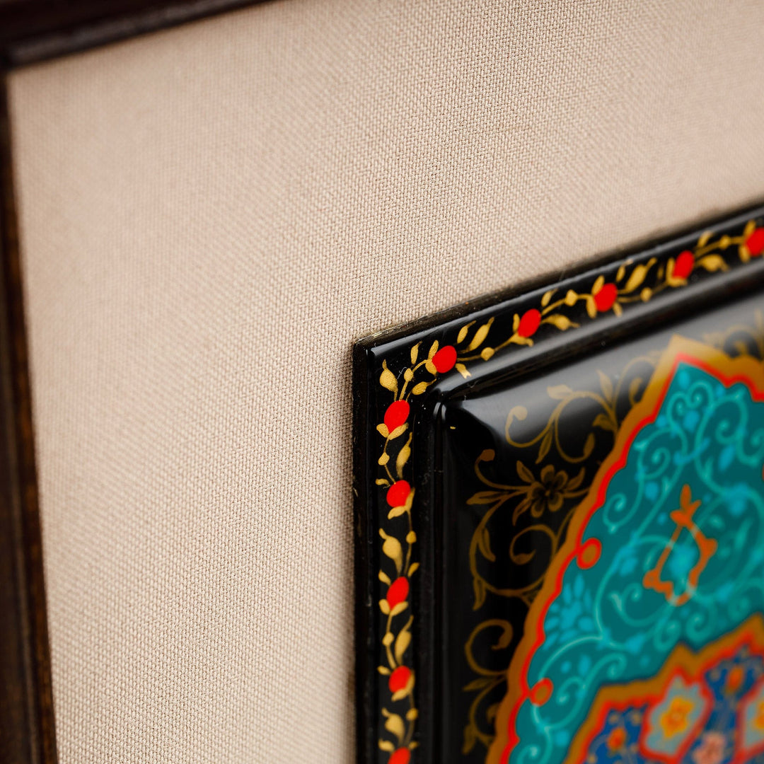 Walnut Wood Framed Floral Papier Mache Wall Decor - Glimpse at the Palace