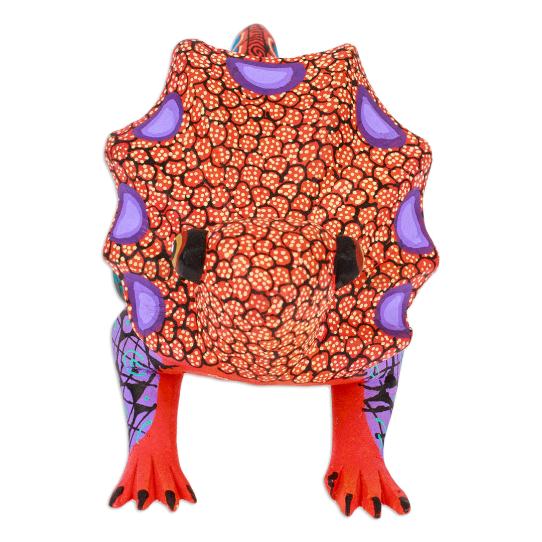 Painted Strawberry Copal Wood Chameleon Alebrije Figurine - Chameleonic Strawberry
