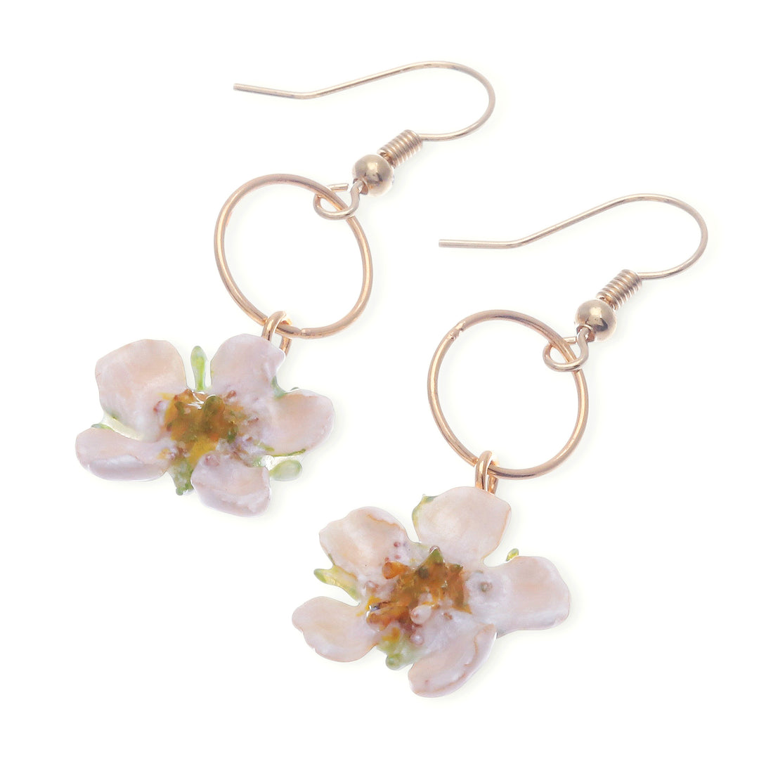 22k Gold-Plated Natural Calabura Flower Dangle Earrings - Heavenly Celebration