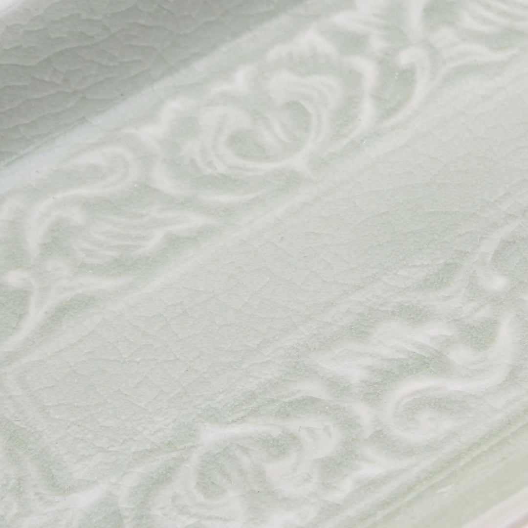 Handmade Celadon Ceramic Leaf-Themed Serving Bowl in Green - Thai Foliage