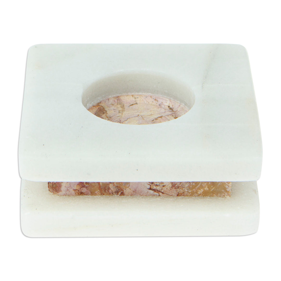 Modern Natural Onyx Tealight Candleholder from Mexico - Minimalist Lights