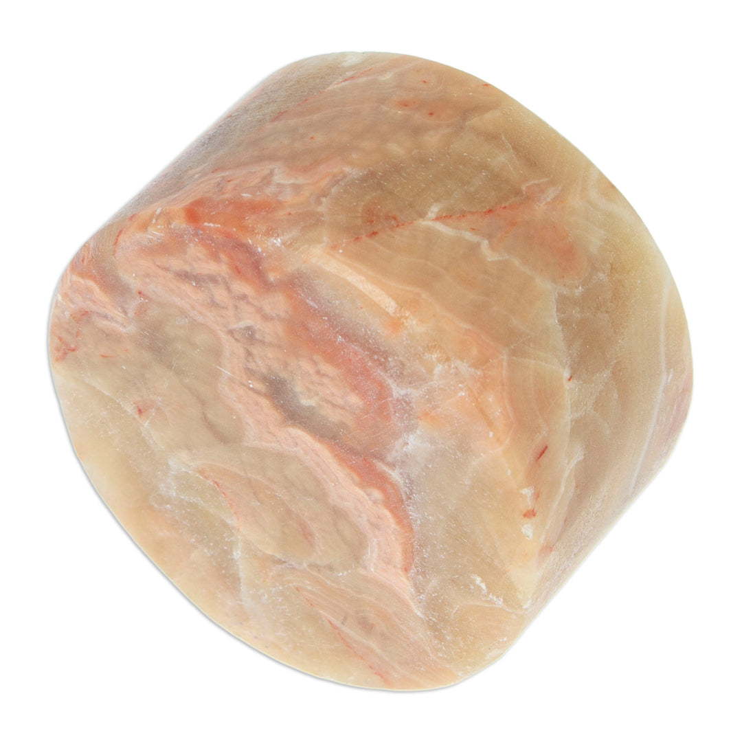 Round Natural Onyx Tealight Candleholder in Caramel Hues - Ethereal Evening