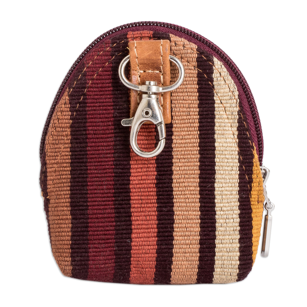 Striped Cotton Keychain Coin Purse Hand-Woven in Guatemala - Fertile Land
