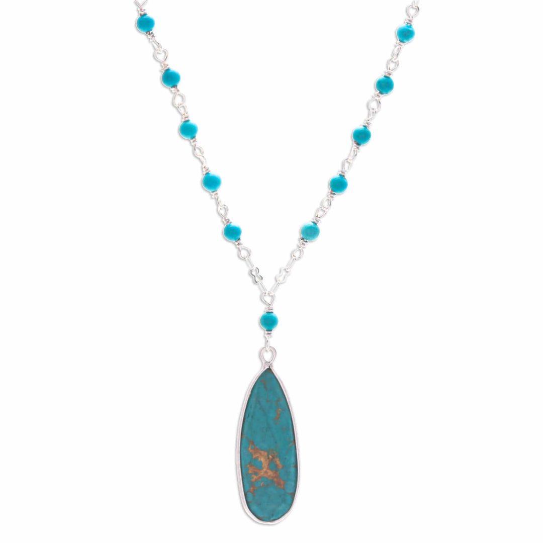 Sterling Silver Plated Reconstituted Turquoise Necklace - Arcadia Essence