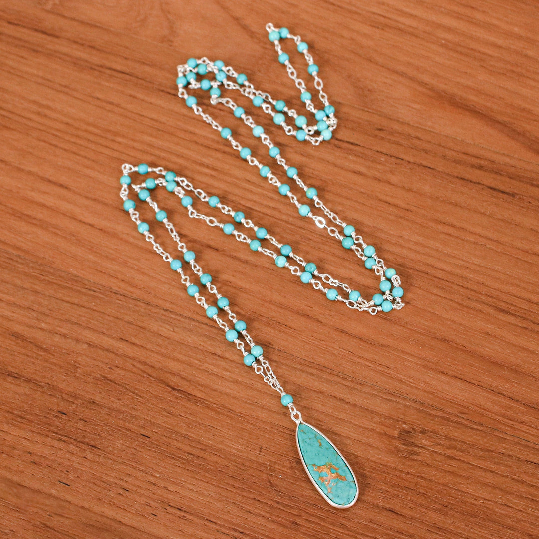 Sterling Silver Plated Reconstituted Turquoise Necklace - Arcadia Essence