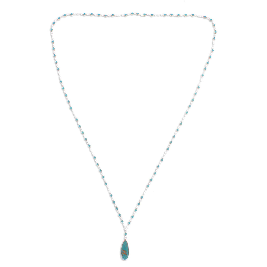 Sterling Silver Plated Reconstituted Turquoise Necklace - Arcadia Essence