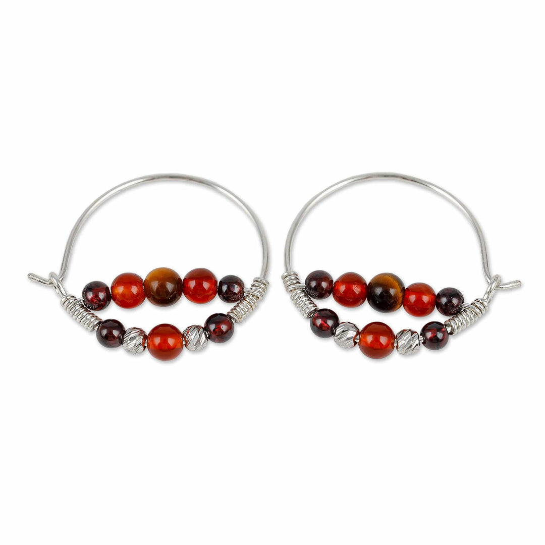 Warm-Toned Multi-Gemstone Beaded Hoop Earrings - Fearless Alignment