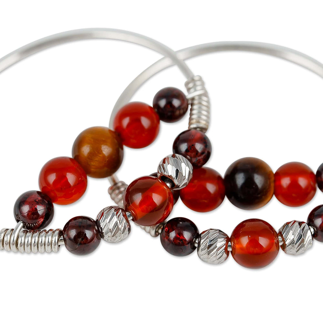 Warm-Toned Multi-Gemstone Beaded Hoop Earrings - Fearless Alignment
