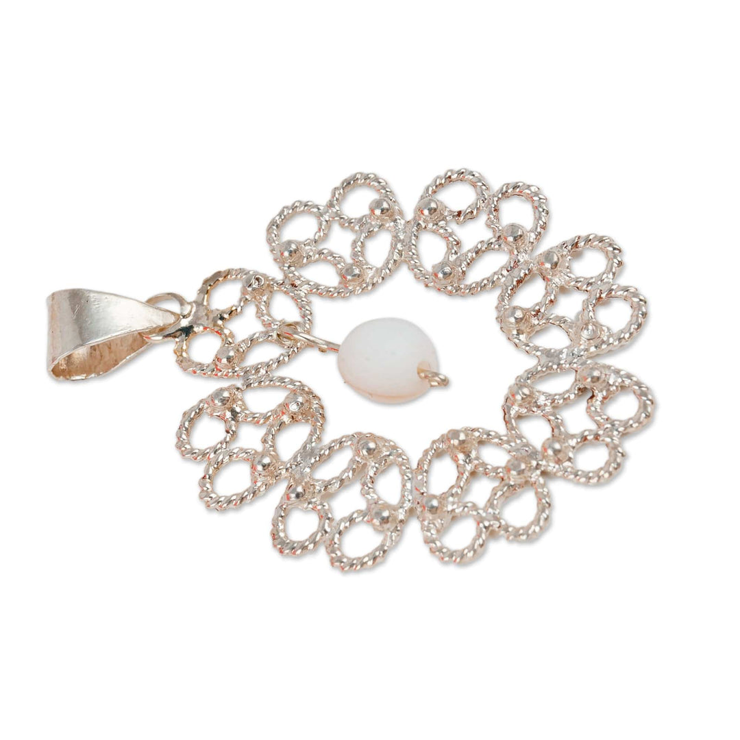 Floral Agate Filigree Pendant Necklace in a Polished Finish - Celestial Portal