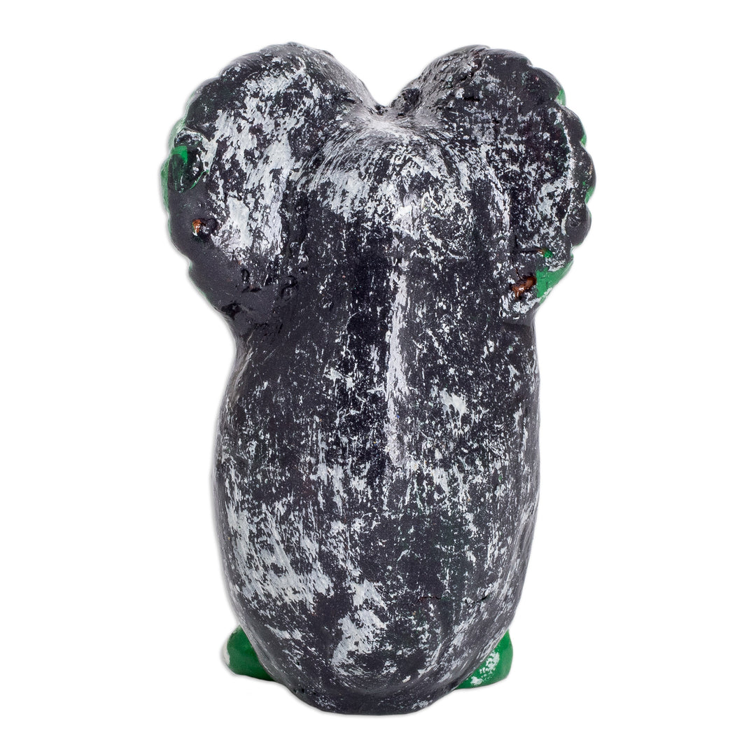 Ceramic Owl Figurine in Green Hand-Painted in Guatemala - Wise Tecolote
