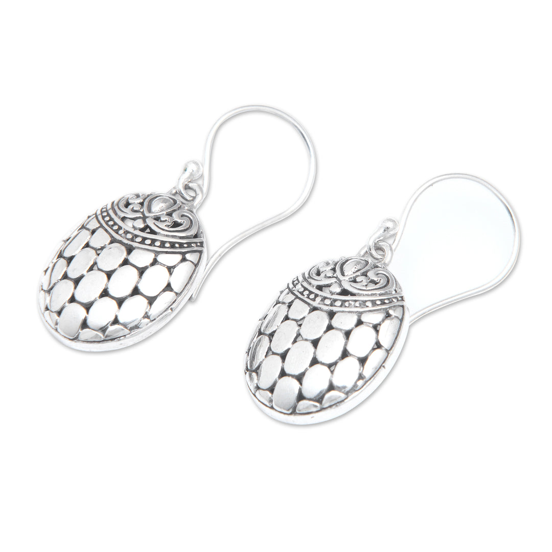 Sterling Silver Dangle Earrings with Armadillo Theme - Balinese Armadillo