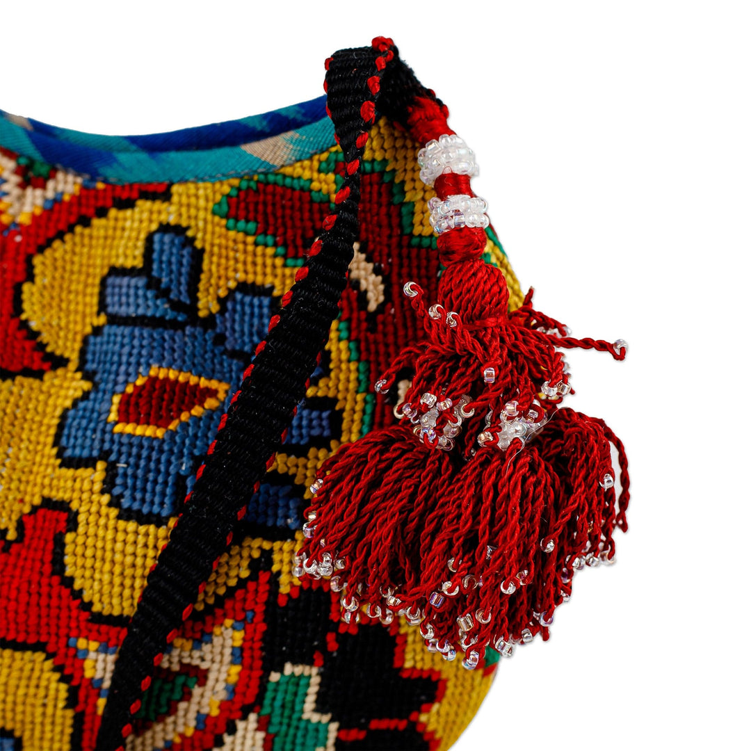 Iroqi Embroidered Floral Silk Sling in Yellow and Blue - Iroqi Arcadia in Yellow