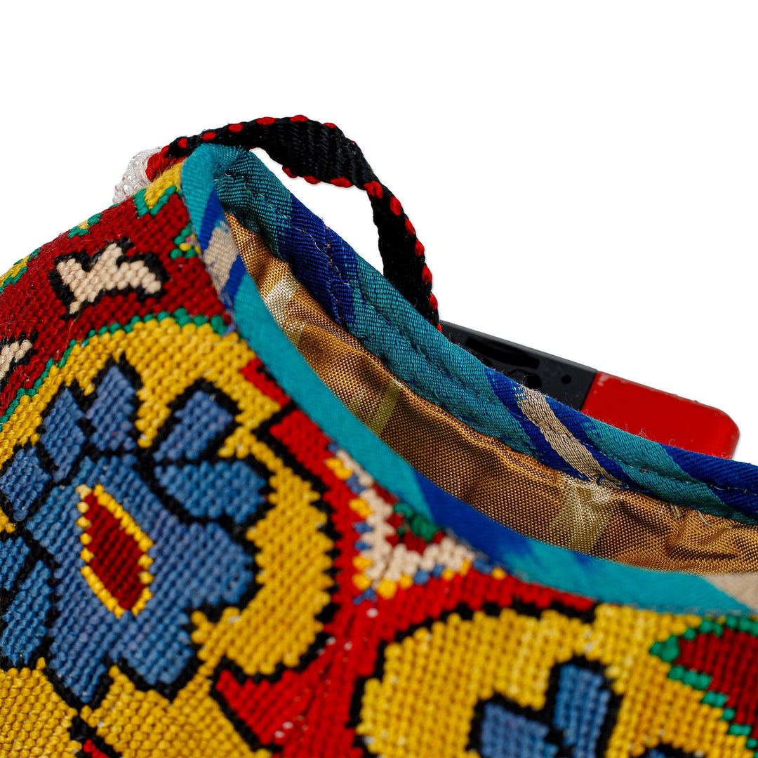 Iroqi Embroidered Floral Silk Sling in Yellow and Blue - Iroqi Arcadia in Yellow