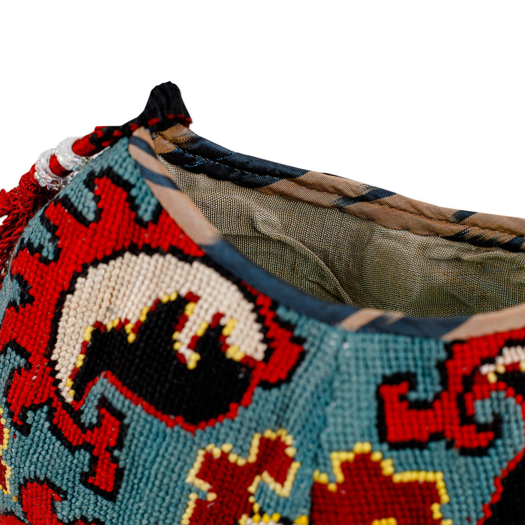 Iroqi Embroidered Floral Silk Sling in Red and Blue - Iroqi Arcadia in Red