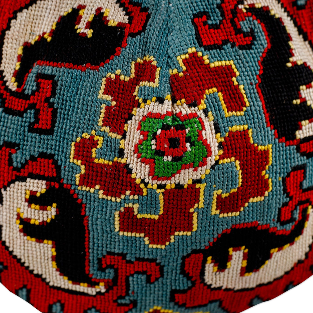 Iroqi Embroidered Floral Silk Sling in Red and Blue - Iroqi Arcadia in Red