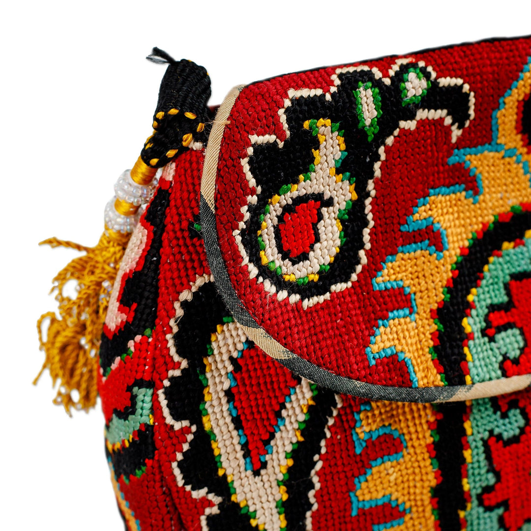 Traditional Embroidered Red and Yellow Silk Sling - Classic Journeys
