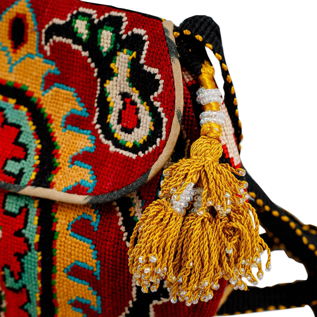 Traditional Embroidered Red and Yellow Silk Sling - Classic Journeys