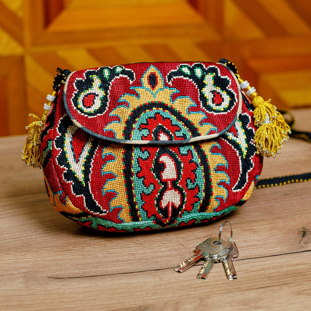 Traditional Embroidered Red and Yellow Silk Sling - Classic Journeys