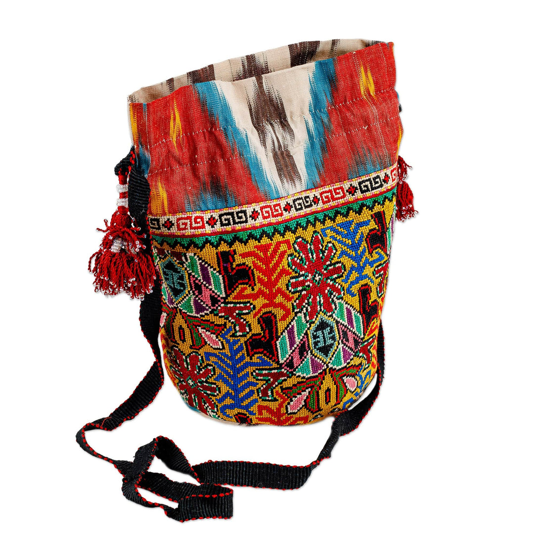 Iroqi Embroidered Silk Drawstring Sling with Tassels - Fantasy Spirit