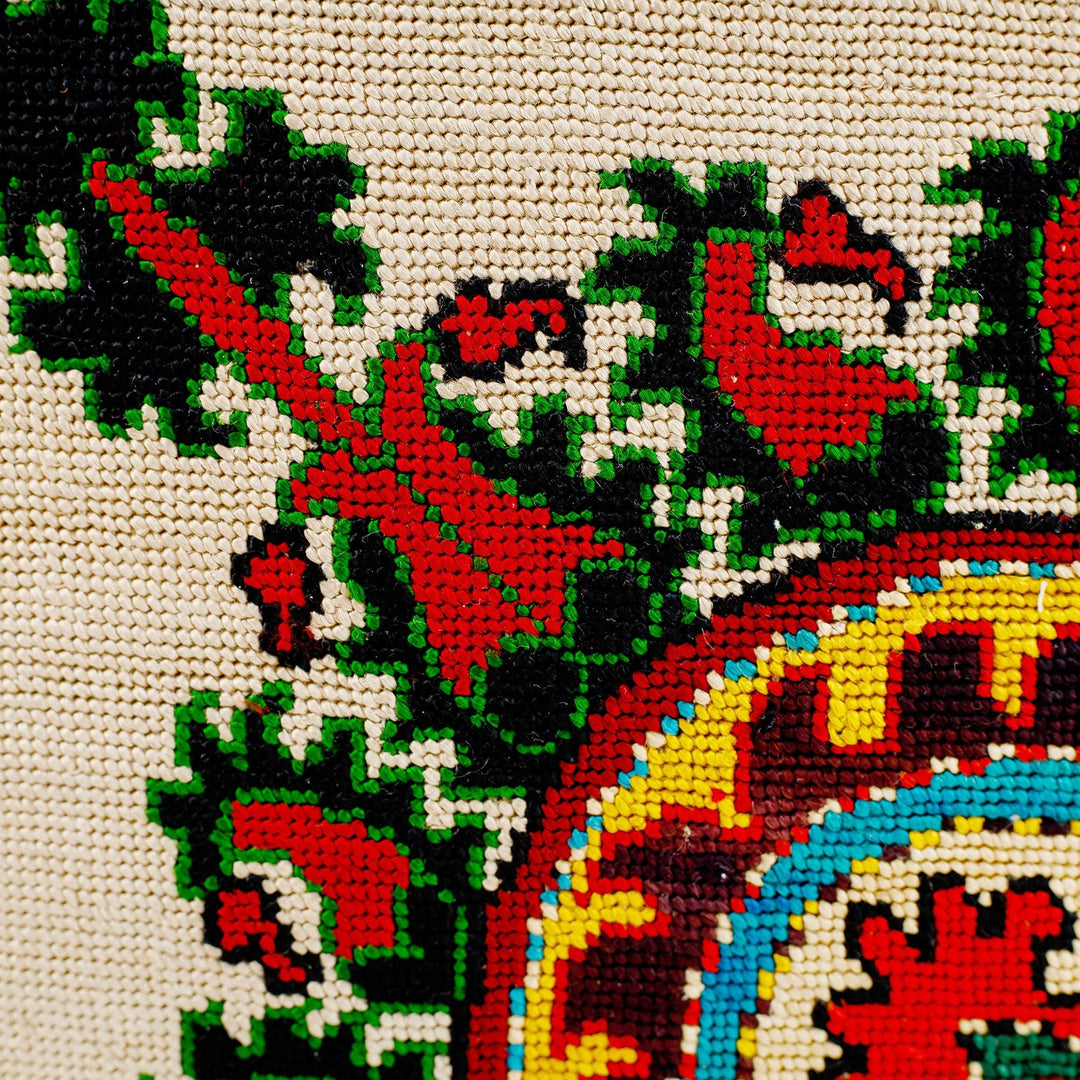 Iroqi Embroidered Silk Cushion Cover in Red and Beige - Palace's Grandeur