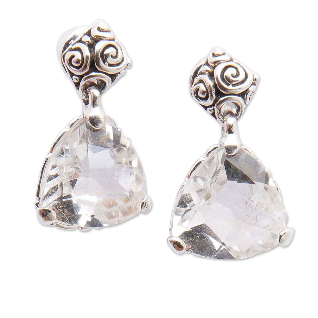 Polished Dangle Earrings with 11-Carat White Quartz Gems - Only Love
