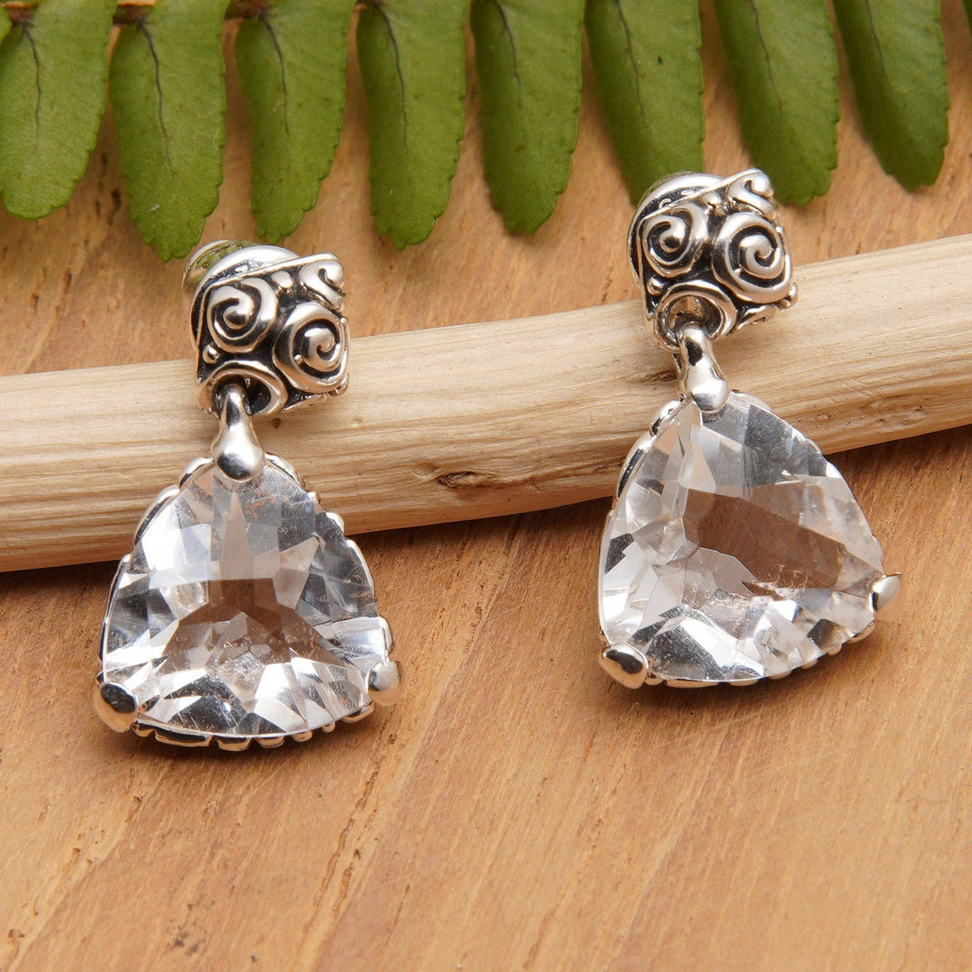 Polished Dangle Earrings with 11-Carat White Quartz Gems - Only Love