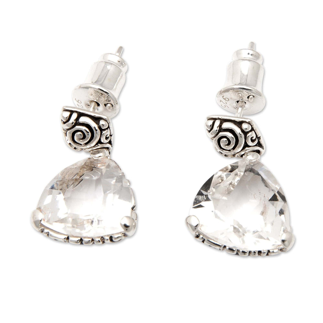 Polished Dangle Earrings with 11-Carat White Quartz Gems - Only Love