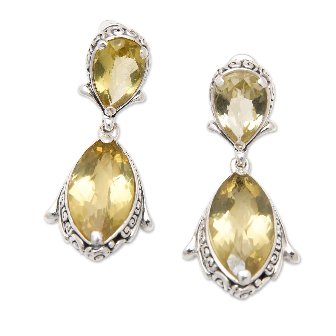 17-Carat Pear and Marquise Lemon Quartz Dangle Earrings - Imperial Bliss
