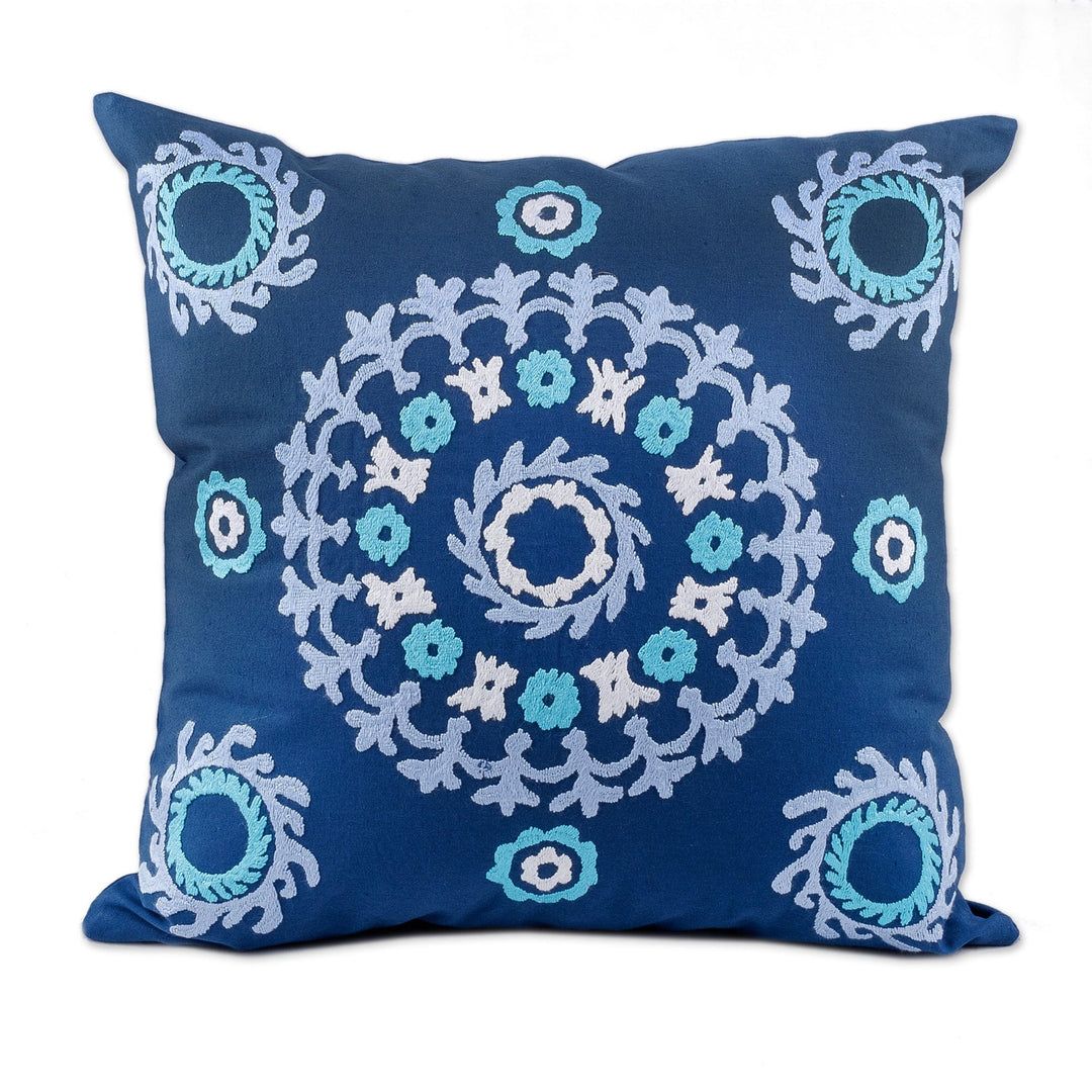 Mandala-Themed Hand-Embroidered Suzani Cotton Cushion Cover - Mandala Flair
