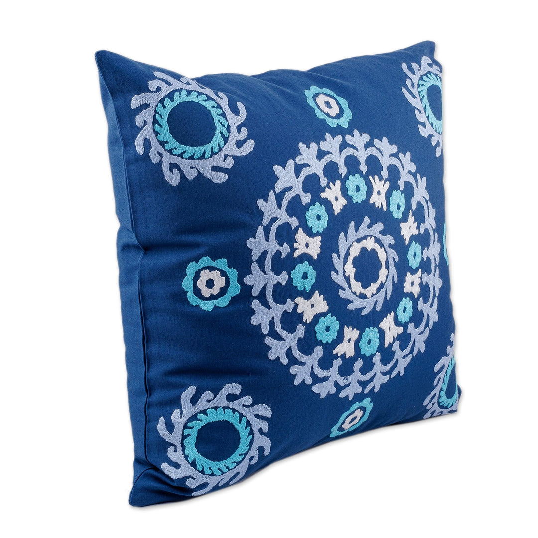 Mandala-Themed Hand-Embroidered Suzani Cotton Cushion Cover - Mandala Flair